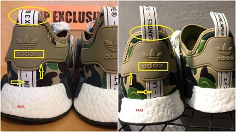 adidas x bape nmd real vs fake|how to identify nmd shoes.